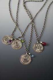 Custom made initial and birthstone necklace by Waterlily Jewelry 187//280